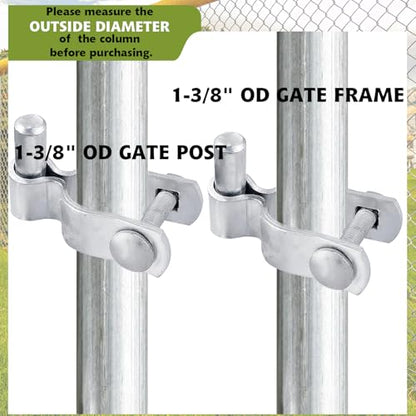 4 Pack 1-3/8" Chain Link Fence Frame Gate Post Male Hinge,Galvanized Steel Gate Hinge for Fence Posts, Chain Link Fence Parts for Farm Gate, Bolts & Nuts Included - size: 1-3/8" Male
