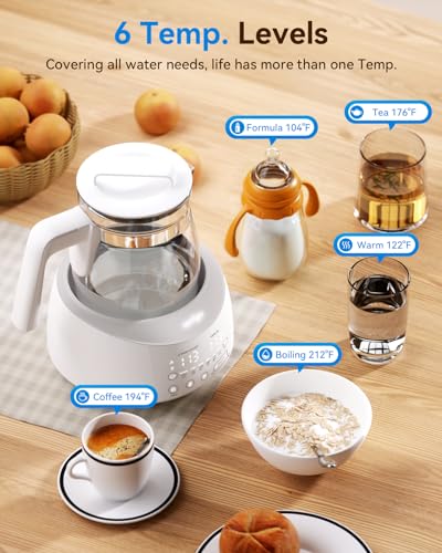comfyer BK01 Bottle Warmer, Baby Bottle Warmer with Night Light & Faster Cooling Fan, Instantly Water Warmer, Tea Kettle Electric with 6 Temperature Control Presets, Feed Baby More Easier & Healthier