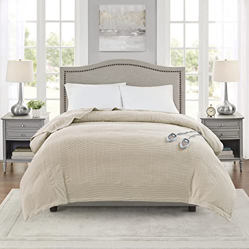 Beautyrest Heated Blanket King, Micro Fleece Electric Blanket, Beige - color: Beige, size: King