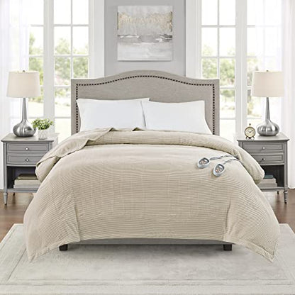 Beautyrest Heated Blanket Queen, Micro Fleece Electric Blanket, Beige - color: Beige, size: Queen