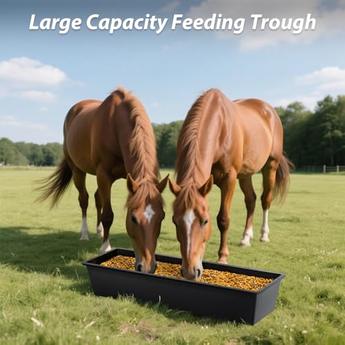 Geelin 4 Pcs 12 Gallon/48 Quart Livestock Water Trough Tempered Plastic - color: Black, size: 12 Gallon/48 Quart