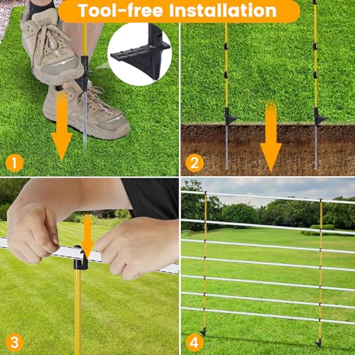 50 PCS Electric Fence Posts, 3/8" x 57" Step in Fence Post - size: 57Inch-50PCS