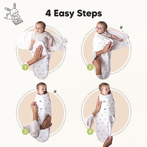 KeaBabies Baby Hair Brush and 3-Pack Baby Swaddle Sleep Sacks - Wooden Brush with Soft Goat Bristles, Newborn Swaddle Sack, Cradle Cap Softener