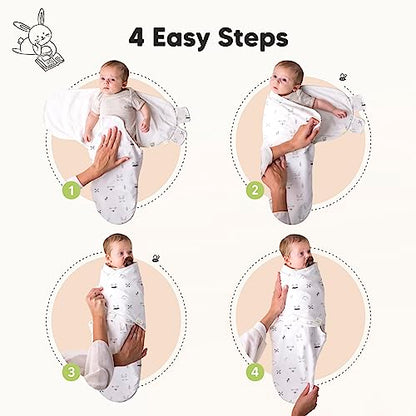 KeaBabies Baby Hair Brush and 3-Pack Baby Swaddle Sleep Sacks - Wooden Brush with Soft Goat Bristles, Newborn Swaddle Sack, Cradle Cap Softener