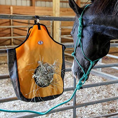 Majestic Ally 1200 D Hay Feeder Tote Bag for Horses, Sheep with Reflective Trim- Reduces Waste - Comes with 36” Hay Net (Purple) - color: Purple