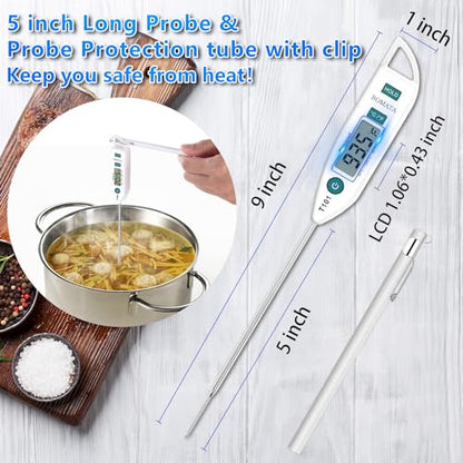 BOMATA 6 Pack Waterproof IPX7 Meat Thermometer, Food Thermometer | Instant Read, Long Probe for Water, Liquid, Kitchen Cooking, Grill,BBQ ! T101 X 6 Pcs (Black & Red & White)… - color: Black,Red,White
