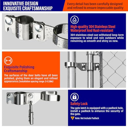 Heavy Duty Stainless Steel 1-3/8" x 1-7/8" Chain Link Fence Gate Fork Latch with Hole for Padlock（Fit 1 3/8" Gate Frame） 1Pack - size: 1-3/8''x1-7/8''-1P