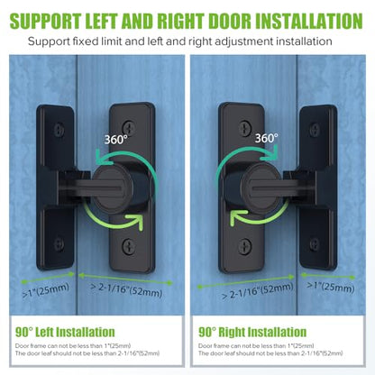 Barn Door Lock Hardware, 90 Degree Flip Latch Privacy Lock,Matte Black 2PC | Heavy Duty Zinc Alloy Sliding Barn Door Latch for Bathroom, Bedroom, Closet, Garage, Shed and Gate - color: Matte Black-2PCS