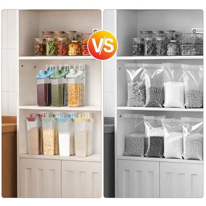 LEAWALK Airtight Rice Storage Container, Cereal Dry Food Flour and Sugar Bin, Dog Cat Food Dispenser with Measuring Cup, BPA Free Clear Plastic Kitchen (Sky blue, 5L-1pack) - color: Sky blue, size: 5L-1pack