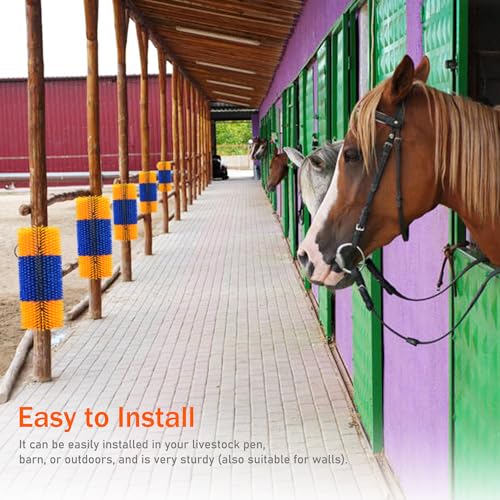 2PCS Livestock Scratch Brushes, Horse Scratcher Massage Brush Kit, Yellow - color: Yellow, size: 2-Pack
