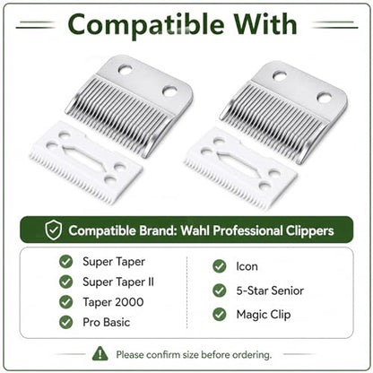 Clippers Blades Replacement Compatible with Wahl 30-15-10(#1037-400),Professional Animal Standard Adjustable Blade Set,Ceramic Dog Blade Set,2 Set (Silver) - color: Silver
