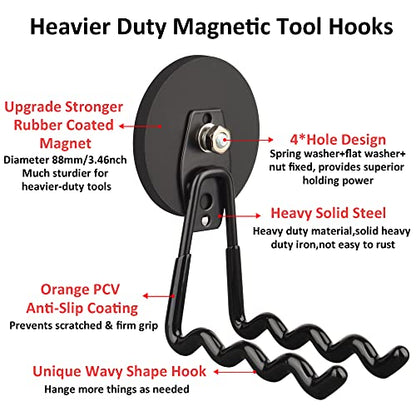 ULIBERMAGNET Magnetic Hooks - Heavy Duty Power Tool Organizer with Large Magnets, 2 Pack for Drill & Garden Tool (Black) - style: 3.46" Large Powerful Wave Black