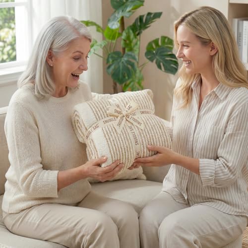 Snuggle Sac Fluffy Bedding Blanket Twin Size, Soft Luxurious Knit Throws, Fuzzy Microfiber Blankets for Couch, Sofa, Bed, Cream Beige, 60x80 inches - color: Cream/Beige, size: Twin(60"x 80")