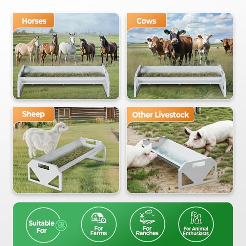 Livestock Feeding Trough 22 Gallon Capacity 45" Hay Feeder Heavy - color: Silvery