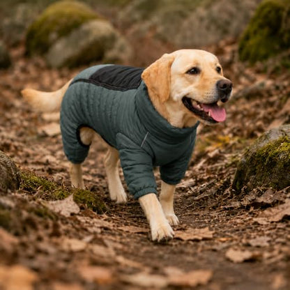 ArmyGreen Dog Jumper, Windproof, Reflective - Dirigible Winter Jacket for S, M, L - Zip, Adjustable Sizes - color: Armygreen, size: S (10.5inch Back)