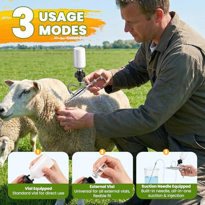 NEWTRY 5ml Livestock Syringe Adjustable Continuous Syringe with 10 Needles - size: 5ML