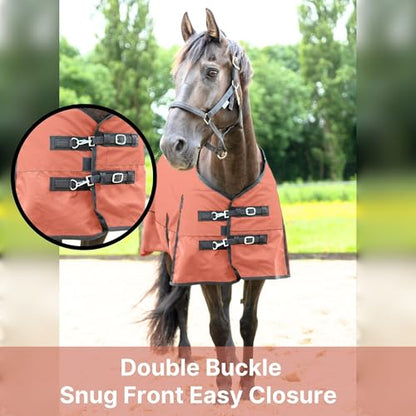 Resistance 1200 Denier Lightweight No Fill Water Resistant Breathable Horse Rain Sheet - color: Light Brown, size: 80"