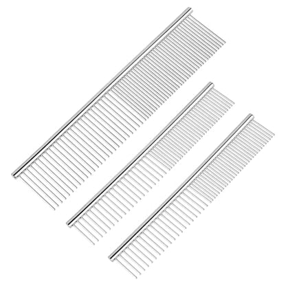 BEVTEE 3 Pcs Dog Combs for Grooming Matting, Greyhound Metal Comb for Cat