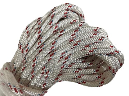 Blue Ox Rope 7/16" Yacht Braid Premium Polyester, White/red/Blue, 50 ft - size: 50 feet