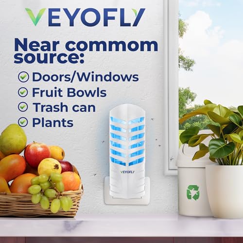 VEYOFLY Fruit Fly Traps Indoor Plug-in UV, Gnat Trap, 2 Device + 6 Refills - color: White, size: 2 Devices + 6 Refills