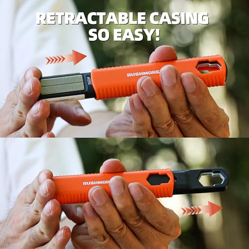 RUSHMORE Garden Tool & Knife Sharpener, 5-in-1 Multipurpose Carbide & Ceramic Blades for Pruners, Loppers, Hedge Shears, Scissors, Axes, Machetes & Lawn Mower Blades – Repairs & Hones Edges - style: 5-in-1