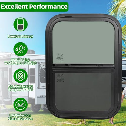 15"W x 22"H RV Windows for Cargo Trailer Camper,Tinted Vertical Sliding - size: 15"W x 22"H