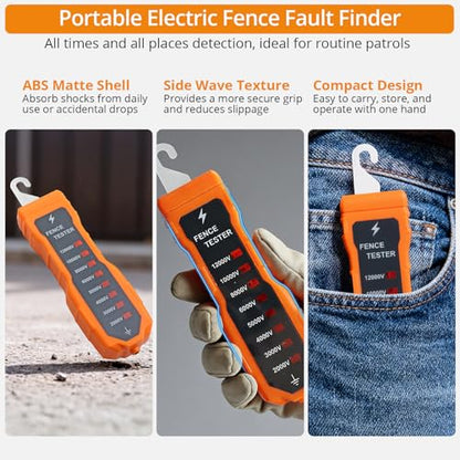 Neoteck 2000-12000V Electric Fence Voltage Tester with 8 Neon Lights | Electric Fence Fault Finder Portable Fence Tester Suitable for Troubleshoot Faults of Ranch and Farm Fences