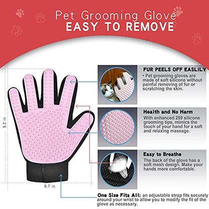 Double-Sided Undercoat Rake for Deshedding & Dematting Pets - Gentle Grooming Glove Kit for Dogs & Cats (Pink, 2 Pack) - color: Pink(2 Pack)