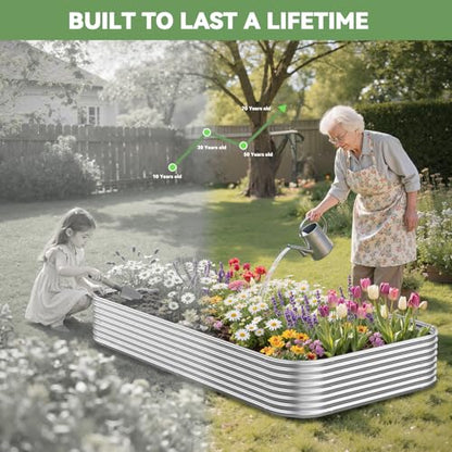 3 Pack Corrugated Galvanized Steel Raised Garden Bed Outdoor, Metal Above Ground Garden Bed for Vegetables and Flowers, Raised Beds for Gardening-3x2FT - size: 3x2FT