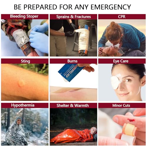 Comprehensive First aid Kits, First Aid Trauma Kit with Labelled Compartments for Cars, Home, Office, Backpacking, Camping, Traveling, and Cycling -324 Pieces - size: Extra Large