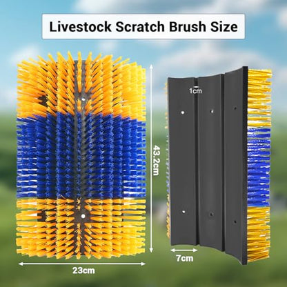 Livestock Scratch Brush, Horse Scratcher Full Massage Grooming Kit for Cow Cattle Sheep Pig Goat, Hard Silk Ranch Wall Mount Brush Relieve Back Itching