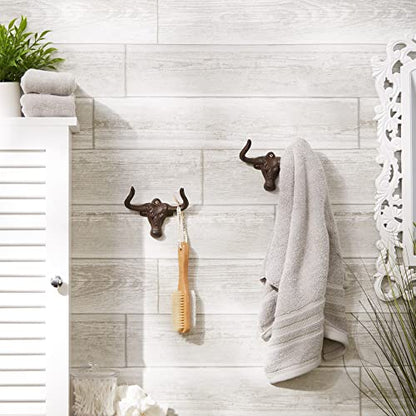 DII Cast Iron Decorative Wall Hook Set, Ox, 2 Count - size: Ox