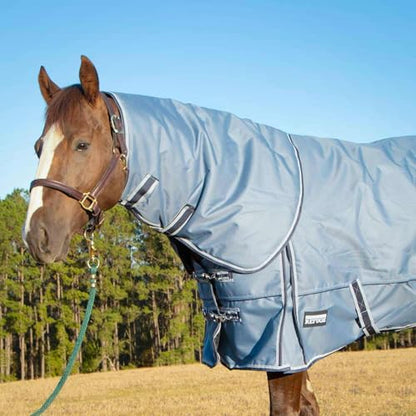 Jeffers Poplar Head Refuge 1200D Waterproof Horse Turnout Blanket, Detachable Neck, 360g Insulation, Winter Stable Sheet, Windproof, Heavy Duty Equine Rug for Cold Weather, Hamilton Blue, 84" - size: 84 in