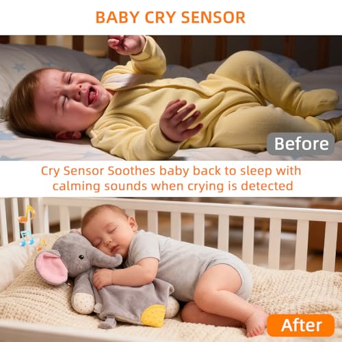 BEREST Baby Sound Sleep Soother- White Noise and Lullaby Infant Sleeping Aid with Cry Sensor at Nap Time Routine, Awesome Babies Gift Portable Plush Toddler Snuggle Toy, Infant Blanket (Grey) - color: Grey