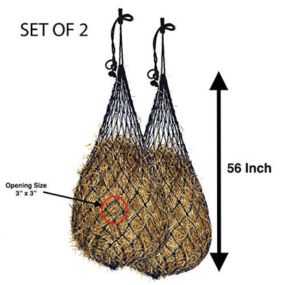 Majestic Ally Hay Net, Set of 2, Length - 54”, Holes 3"x3" for Horses - color: Black