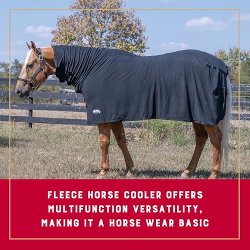 Weaver Equine Fitted Polar Horse Fleece Cooler, Moisture-Wicking Horse Fleece Blanket, Lightweight Protective Equestrian Gear, Average, Black