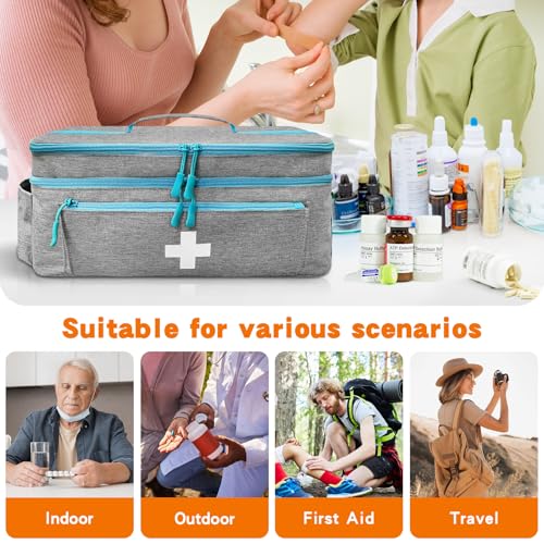 Boczif First Aid Bag Empty, Emergency Kit Bag(Grey with shoulder strap) - color: Grey with shoulder strap