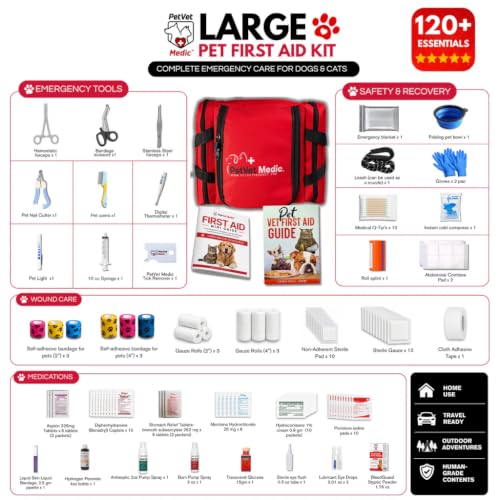 Cat & Dog First Aid Kit with Thermometer & Bandages (Large) - size: Large