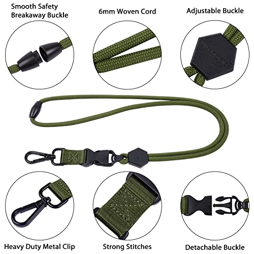 Wisdompro 2 Pack 23" Lanyard with Safety Breakaway Buckle - Blue,Army Green | Durable Heavy Duty Neck Lanyard, with Detachable Buckle and Metal Hook, for ID Card Badge Holder and Keys - color: Blue, Army Green, size: 23 inches