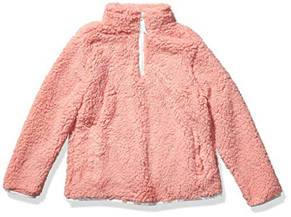 Amazon Essentials Girls' Long Sleeve Sherpa Fleece Quarter-Zip Pullover Jacket, Insulated - color: Mauve, size: X-Small