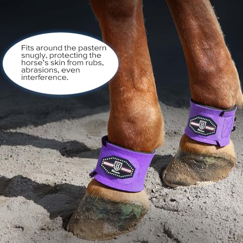 Harrison Howard Long-Lasting Shock-Absorbent Breathable Impact Protection Pastern Wraps for Horse Sold in Pairs-Purple - color: Purple