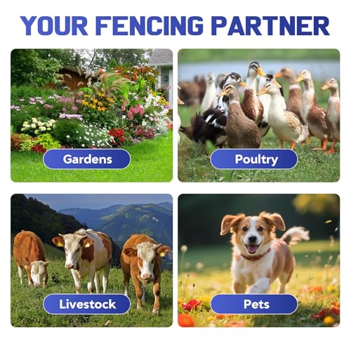 15 Miles Electric Fence Charger, 4 Joules Energy Output 12KV Output Voltage, AC DC Electric Fence Energizer with LED Display for Preventing Wild Animals Intruding Great for Gardens, Poultry