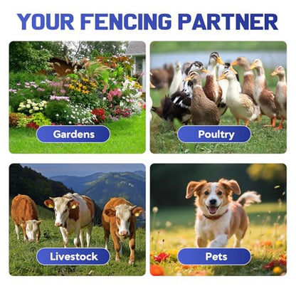 15 MilesElectric Fence Charger, 4J Energy Output 12KV Output Voltage,AC DC Electric Fence Energizer with LED Display for Preventing Wild Animals Intruding Great for Gardens,Poultry