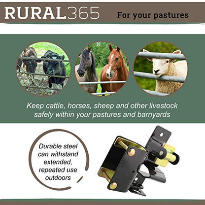 Ruralty Livestock One Way Latch for Cattle Gate - Black Farm Gate Metal Gate Latch 1 Way for Horse Corrals, Ranches