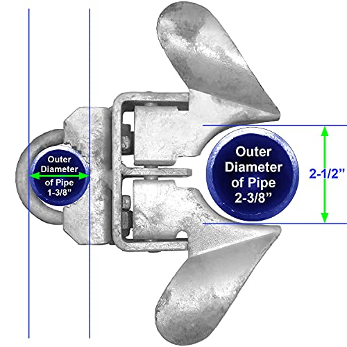 Jake Sales - Chain Link Fence Butterfly Gate Latch - Fence Automatic Gate Latch - 1-3/8" Gate Frame and 2-3/8" Gate Post - Galvanized Fence Gate Latch with Hole for Padlock - color: GALVANIZED, size: 1-3/8" x 2-3/8"