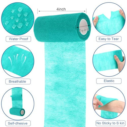 Treela 36 Pcs Self Adherent Bandage 4" X 5 Yard Wrap Breathable - color: Refreshing Color, size: 4" X 5 Yard