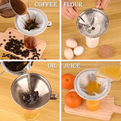 WMKGG 304 Stainless Steel Funnel,Funnels for Kitchen Use Filling Bottles - size: Funnels+Strainer