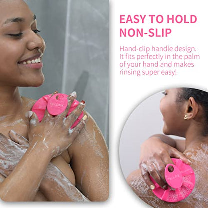 Silicone Body Scrubber, BEAUTAIL Gentle Exfoliating Shower Brush for Body | Hygienic Silicone Loofah, Easy-Grip Handle, Soft Bath Essential Scrubber for Sensitive Skin, Women, Men & Kids, 1 Pack, Rose - color: Rose 1 Pc