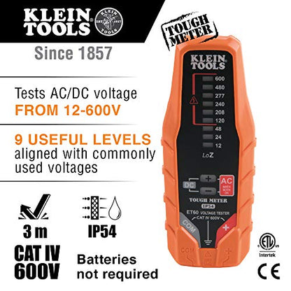 Klein Tools ET60 Voltage Tester, Tests AC / DC and Low Voltage, No Batteries Needed - style: AC/DC Voltage