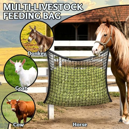 YedsIntu Hay Bags for Horses, Slow Feed Hay Nets for Horses Goat Sheep, Large Capacity Hay Feeder for Stall, Trailer, Pasture (Black) - size: 1PCS-Black